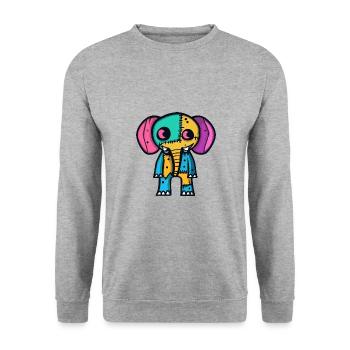 Elefant Halloween Tier - Unisex Pullover - Weißgrau meliert - Vorne - Alina (178cm) & Michal (187cm)