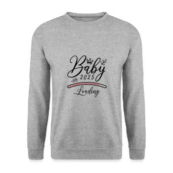 Baby 2025 Loading Spruch - Unisex Pullover - Weißgrau meliert - Vorne - Alina (178cm) & Michal (187cm)