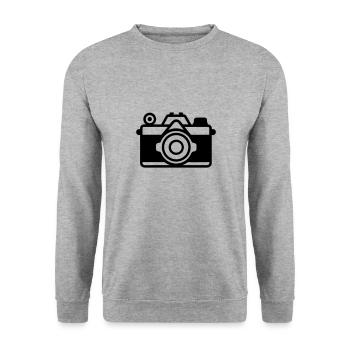 Kamera - Unisex Pullover - Weißgrau meliert - Vorne - Alina (178cm) & Michal (187cm)