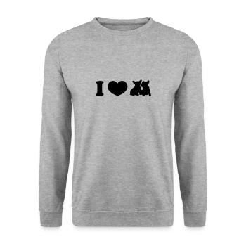 I ♥ frenchies - Unisex Pullover - Weißgrau meliert - Vorne - Alina (178cm) & Michal (187cm)