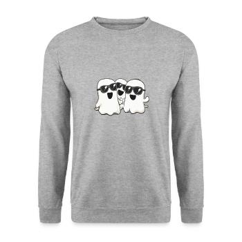 Geister Halloween Sonnenbrille - Unisex Pullover - Weißgrau meliert - Vorne - Alina (178cm) & Michal (187cm)
