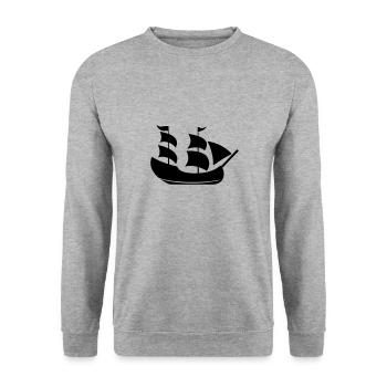 Piratenschiff - Unisex Pullover - Weißgrau meliert - Vorne - Alina (178cm) & Michal (187cm)