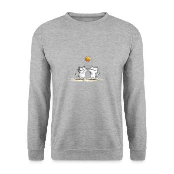 Cats Playing Beachvolleyball - Unisex Sweatshirt - salt & pepper - Front - Alina (178cm) & Michal (187cm)