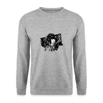 Hand drawn geisha vintage style, illustration - Unisex Sweatshirt - salt & pepper - Front - Alina (178cm) & Michal (187cm)