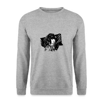 Hand drawn geisha vintage style, illustration - Unisex Sweatshirt - salt & pepper - Front - Alina (178cm) & Michal (187cm)