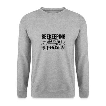 Bienenhonig, ironisches Zitat: Imkereihonig - Unisex Pullover - Weißgrau meliert - Vorne - Alina (178cm) & Michal (187cm)