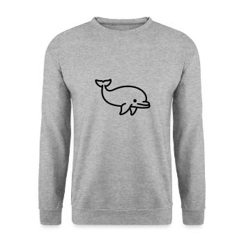 Delfin - Unisex Pullover - Weißgrau meliert - Vorne - Alina (178cm) & Michal (187cm)