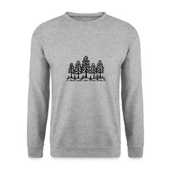 Wald Bäume - Unisex Pullover - Weißgrau meliert - Vorne - Alina (178cm) & Michal (187cm)