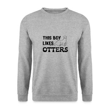 Garçon aime les loutres Jolie loutre de mer Animal - Sweat-shirt Unisexe - gris chiné - Devant - Alina (178cm) & Michal (187cm)
