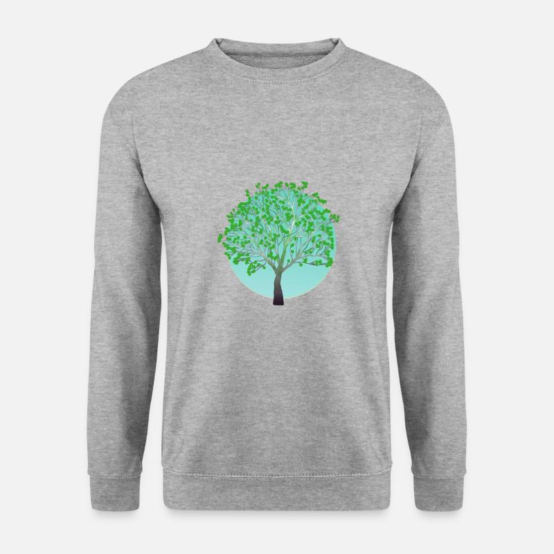Grüner Baum im Frühling - Unisex Pullover - Weißgrau meliert