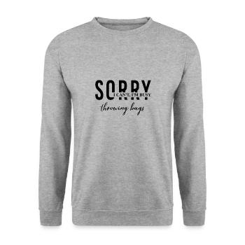 Busy Throwing Bags Hobby Sack Tossing Funny - Sweat-shirt Unisexe - gris chiné - Devant - Alina (178cm) & Michal (187cm)