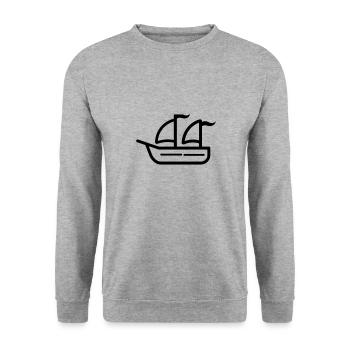 Piratenschiff - Unisex Pullover - Weißgrau meliert - Vorne - Alina (178cm) & Michal (187cm)