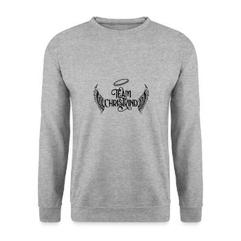 Team Christkind Heilig Abend Kostüm Familie - Unisex Pullover - Weißgrau meliert - Vorne - Alina (178cm) & Michal (187cm)