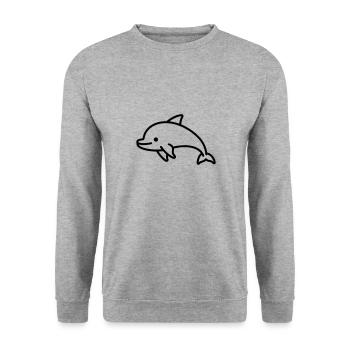 Delfin - Unisex Pullover - Weißgrau meliert - Vorne - Alina (178cm) & Michal (187cm)