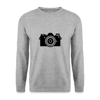Kamera - Unisex Pullover - Weißgrau meliert - Vorne - Alina (178cm) & Michal (187cm)