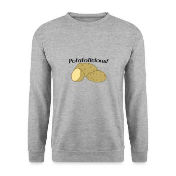 Kartoffelgemüse Gesundes Essen von Kartoffeln - Unisex Pullover - Weißgrau meliert - Vorne - Alina (178cm) & Michal (187cm)