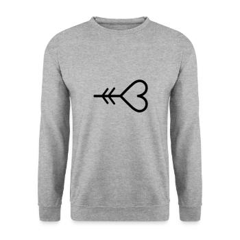 Herz-Pfeil - Unisex Pullover - Weißgrau meliert - Vorne - Alina (178cm) & Michal (187cm)