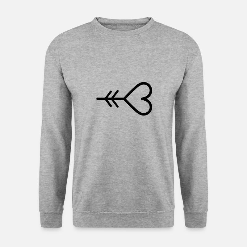 Herz-Pfeil - Unisex Pullover - Weißgrau meliert