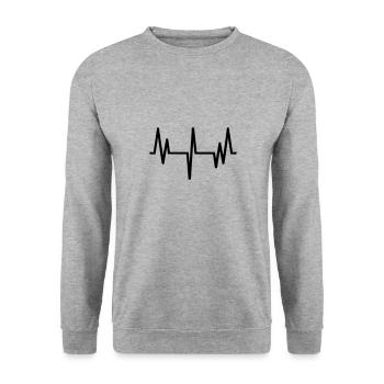 Puls, Herzschlag - Unisex Pullover - Weißgrau meliert - Vorne - Alina (178cm) & Michal (187cm)