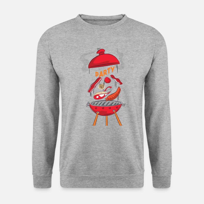 Grillparty - Unisex Pullover - Weißgrau meliert