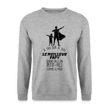 Meilleur Papy Et Petit Fils - Sweat-shirt Unisexe - gris chiné - Devant - Alina (178cm) & Michal (187cm)