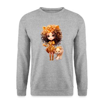 Dollie Léo - Sweat-shirt Unisexe - gris chiné - Devant - Alina (178cm) & Michal (187cm)