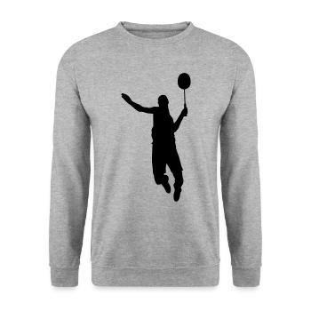 Tennis Badminton Federball Spieler Geschenk - Unisex Pullover - Weißgrau meliert - Vorne - Alina (178cm) & Michal (187cm)