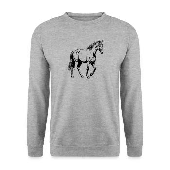 Cheval - Sweat-shirt Unisexe - gris chiné - Devant - Alina (178cm) & Michal (187cm)