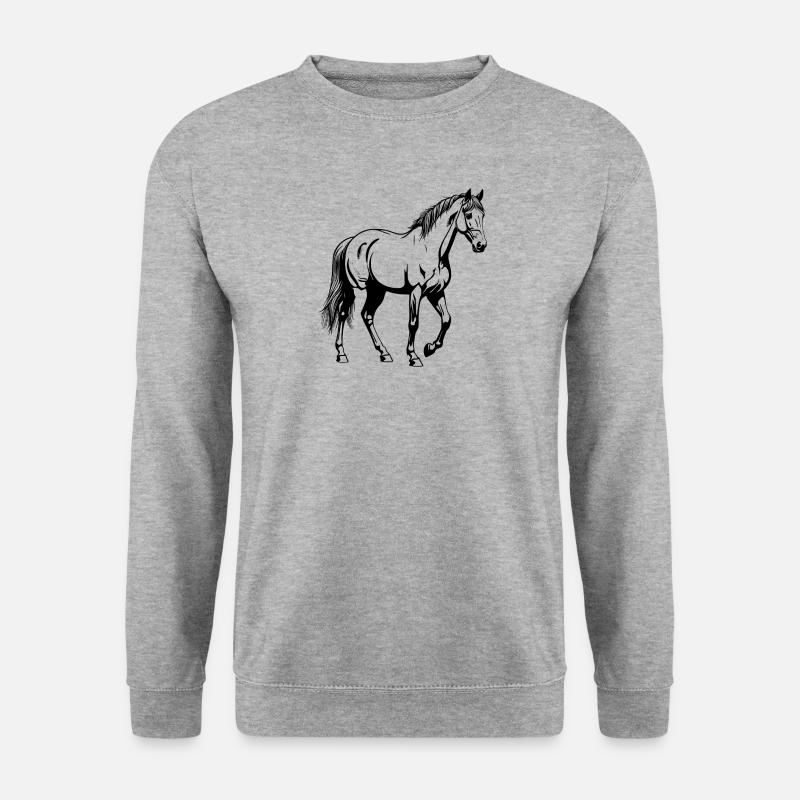 Pferd - Unisex Pullover - Weißgrau meliert