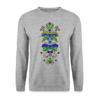 Folklore Flower Costume - Kurbits - Unisex Sweatshirt - salt & pepper - Front - Alina (178cm) & Michal (187cm)
