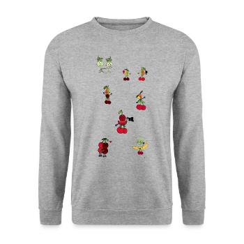 Lustiges Obst und Gemüse - Unisex Pullover - Weißgrau meliert - Vorne - Alina (178cm) & Michal (187cm)