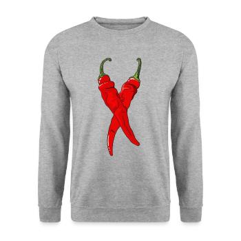 Chili Pepper Hot Chili Pepper Paprika Spicy Food - Unisex Sweatshirt - salt & pepper - Front - Alina (178cm) & Michal (187cm)
