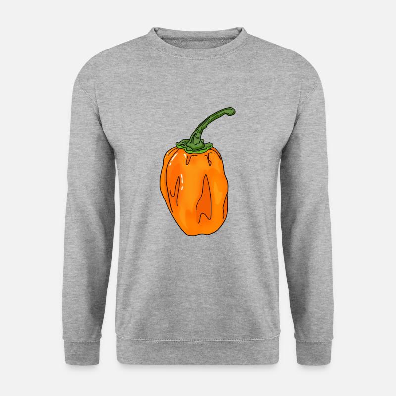 Chili Pepper Chilischote Habanero Essen Scharf - Unisex Pullover - Weißgrau meliert