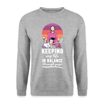 Keeping My Life In Balance Through Yoga - Unisex Sweatshirt - salt & pepper - Front - Alina (178cm) & Michal (187cm)