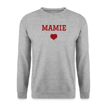 Mamie cœur - Sweat-shirt Unisexe - gris chiné - Devant - Alina (178cm) & Michal (187cm)