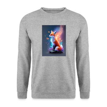 Renard fantastique avec des papillons multicolores - Sweat-shirt Unisexe - gris chiné - Devant - Alina (178cm) & Michal (187cm)