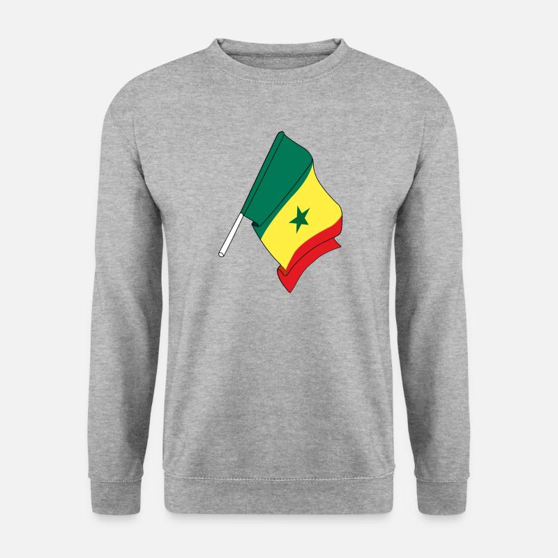 Flagge von Senegal - Unisex Pullover - Weißgrau meliert