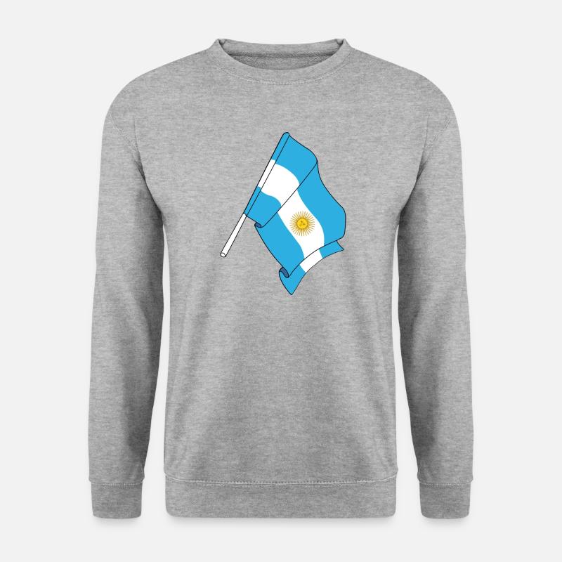 Flagge von Argentinien - Unisex Pullover - Weißgrau meliert