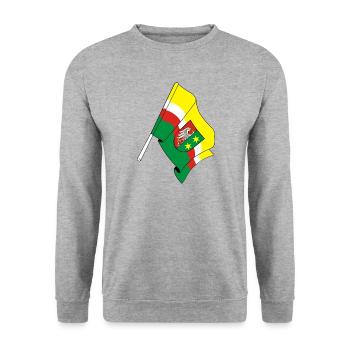 Flagge: Lubusz Polen - Unisex Pullover - Weißgrau meliert - Vorne - Alina (178cm) & Michal (187cm)