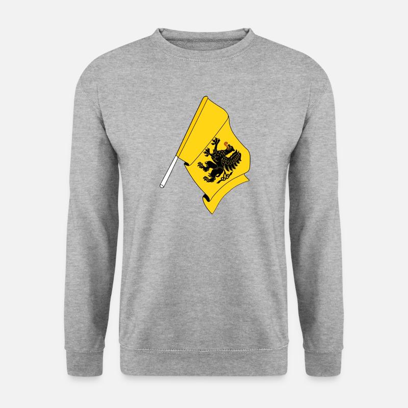 Flagge Pommersch-Polen - Unisex Pullover - Weißgrau meliert