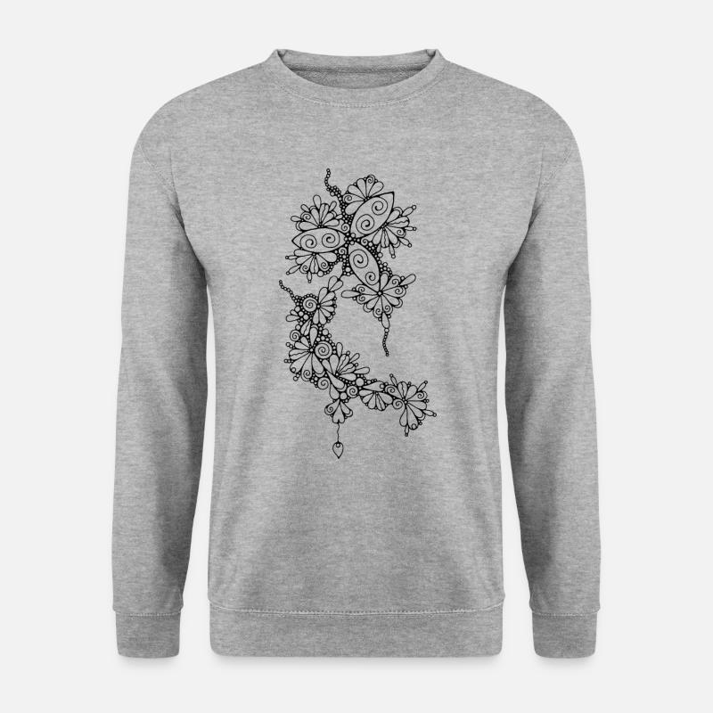 Sketching Art - Fantasy Flowers 1 - Unisex Pullover - Weißgrau meliert