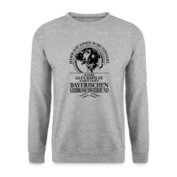 BAYERISCHER GEBIRGSSCHWEISSHUND Schutzengel Spruch - Unisex Pullover - Weißgrau meliert - Vorne - Alina (178cm) & Michal (187cm)