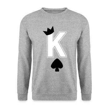 Heart King K King Crown Spade Card - Unisex Sweatshirt - salt & pepper - Front - Alina (178cm) & Michal (187cm)