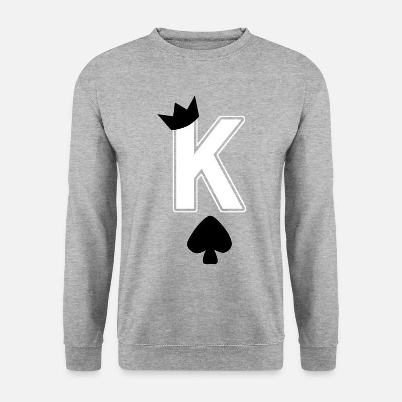 Herz König K King Krone Pik Karte - Unisex Pullover - Weißgrau meliert