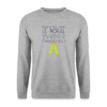 chaussette citation moral avoir humour drole expre - Sweat-shirt Unisexe - gris chiné - Devant - Alina (178cm) & Michal (187cm)