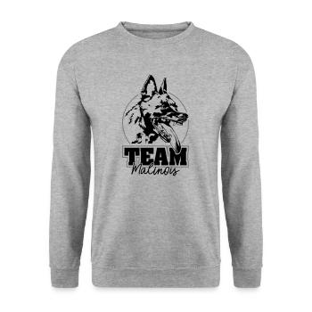 TEAM MALINOIS Hundesport Hunde IGP Wilsigns - Unisex Pullover - Weißgrau meliert - Vorne - Alina (178cm) & Michal (187cm)