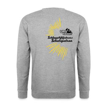 Schutzpatron URS - Gold Edition - Unisex Pullover - Weißgrau meliert - Hinten - Michal (187cm)