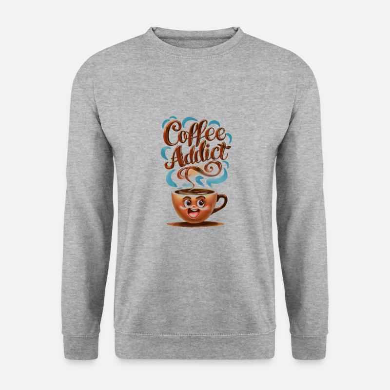 Kaffeesucht Humorvolle Leidenschaft - Unisex Pullover - Weißgrau meliert