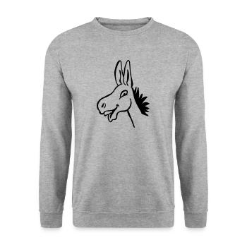 Esel - Unisex Pullover - Weißgrau meliert - Vorne - Alina (178cm) & Michal (187cm)