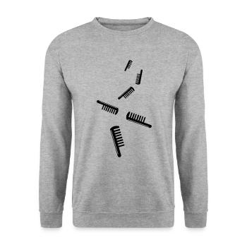 Comb hairdresser icon - Unisex Sweatshirt - salt & pepper - Front - Alina (178cm) & Michal (187cm)